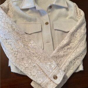 Express Cream Jacket with Lace Sleeves-New